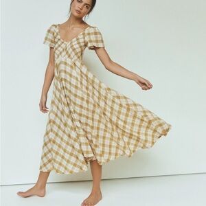 Opia Tan and Cream Maxi Dress